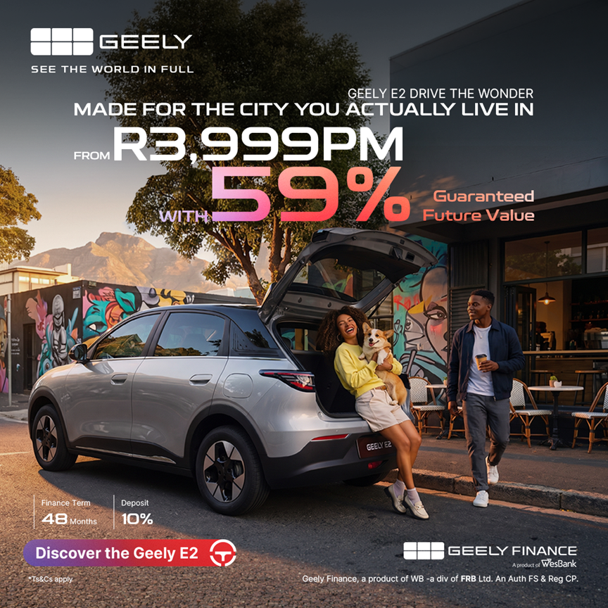 Geely Finance Makes Electric Mobility More Accessible with the Geely E2 from Just R3,999 per Month